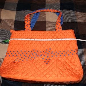 Orange and Blue Quilted Purse with extra small bag